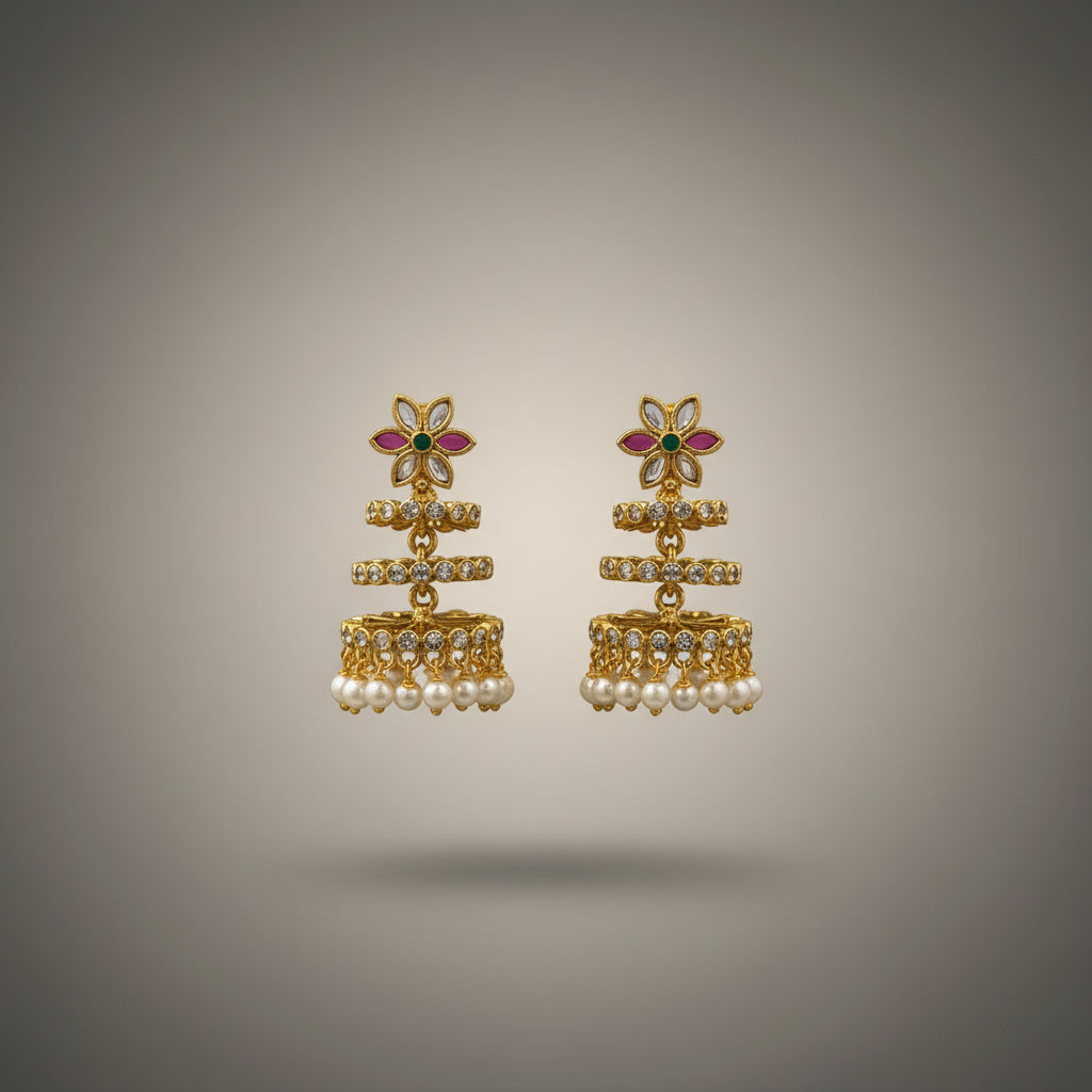 Gold earrings with pearl
