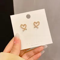 Irregular Hollow-out Love Pearl Earrings