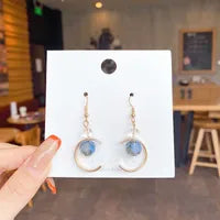 C style blue beads , Simple Tassel Earrings, High-End And Versatile Earrings