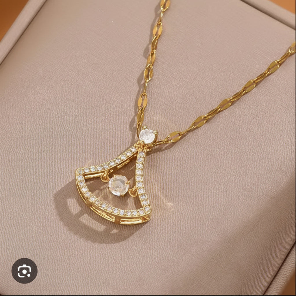 Gold Plated Crystal Swing Pendant Necklace
