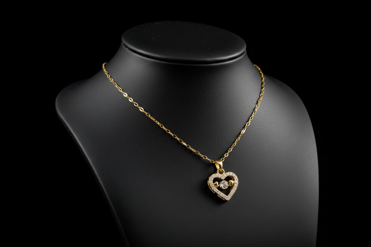 Sparkling Heart Pendant Necklace for Women