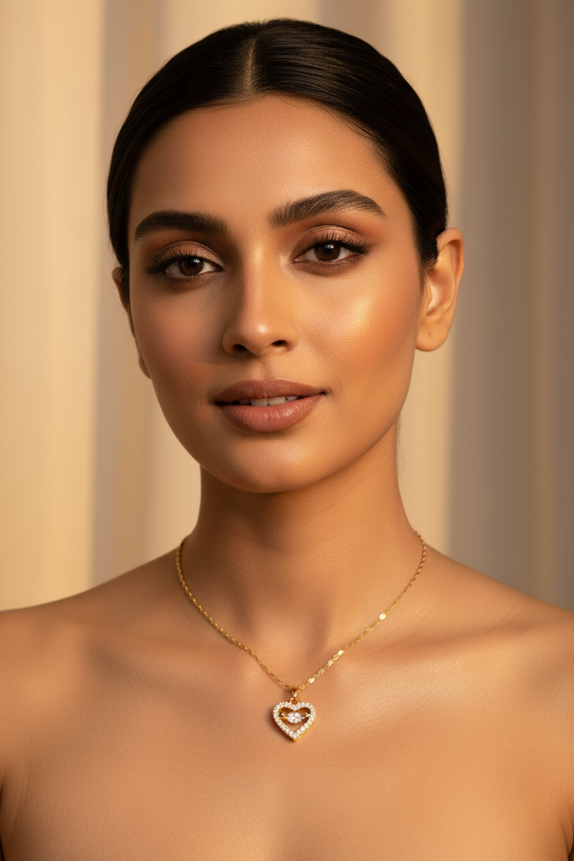Sparkling Heart Pendant Necklace for Women