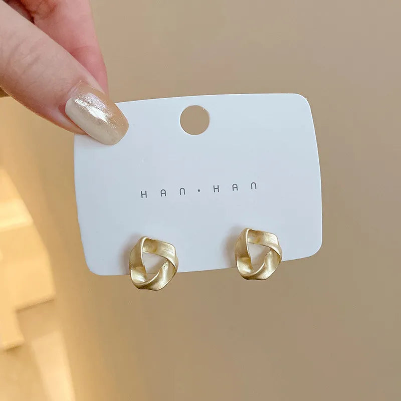 Asian Gold-Twisted Triangle Earrings