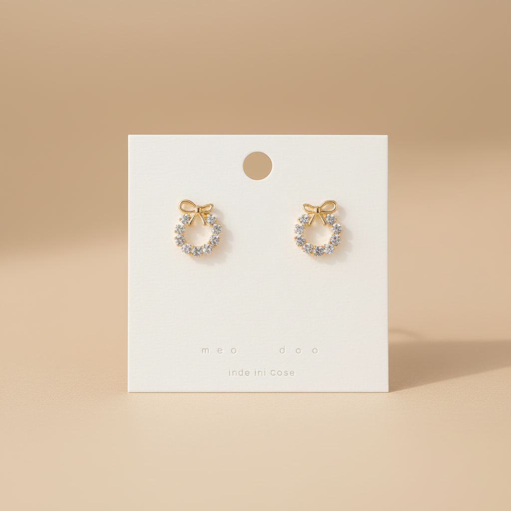 Tiny Bow O-Line Earrings