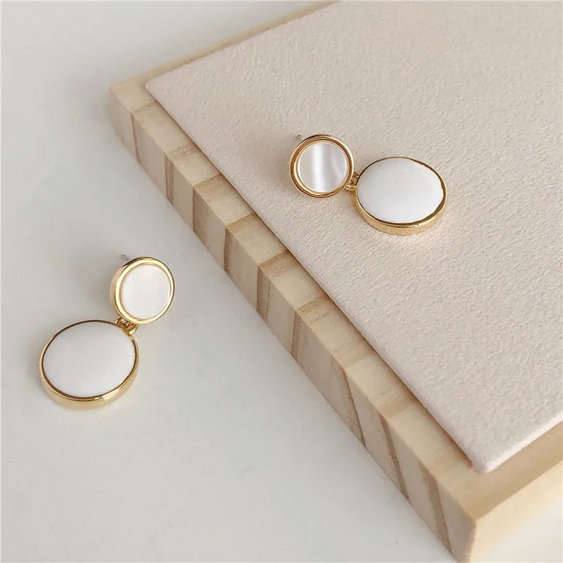 Silver Needle Geometric Candy Color Drop Oil Round Earrings New Style East Gate Sweet Contrast Color Ear Jewellery For Women