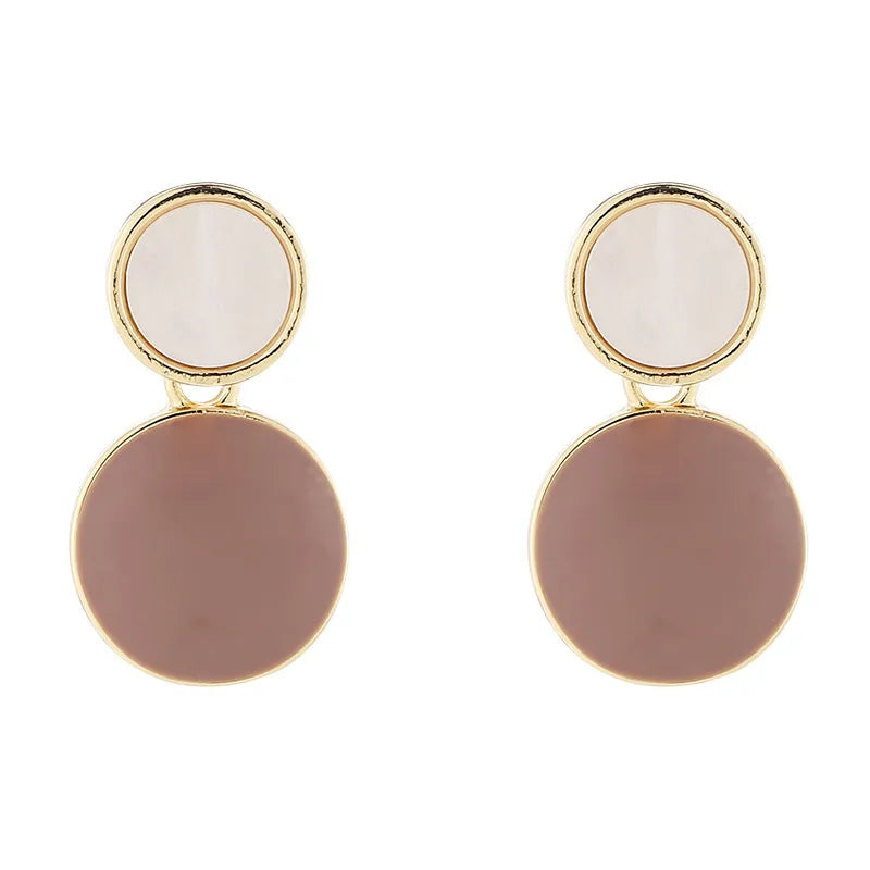 Silver Needle Geometric Candy Color Drop Oil Round Earrings New Style East Gate Sweet Contrast Color Ear Jewellery For Women