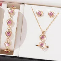 Simple Style IG Style Heart Shape Alloy Inlay Rhinestones Women's Cable Chain Jewelry Set